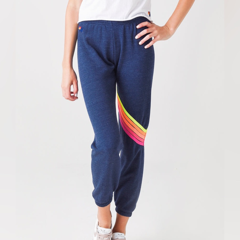 Aviator Nation Chevron 5-Sweatpants Heather Navy/Neon